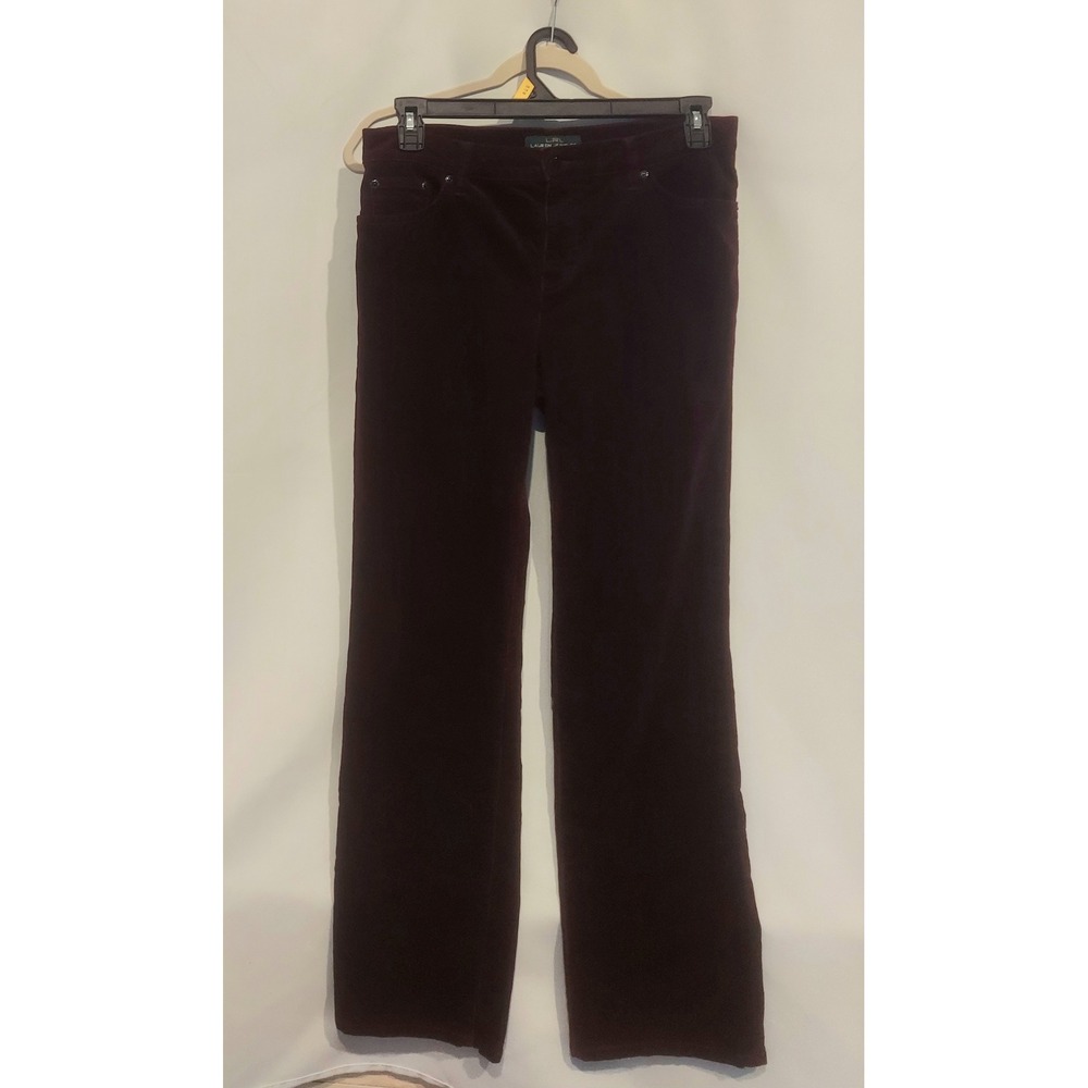 LRL Lauren Jeans Co Womens Y2K Burgundy Maroon Corduroy Pants Jeans Size 10